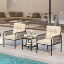 3 Pieces Patio Bistro PE Outdoor Wicker Rattan Furniture Conversation Set-Beige by LJGDeals