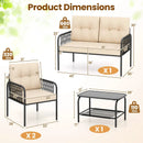 4 Pieces Patio Furniture Set PE Rattan Sofa Chairs with Loveseat-Beige by LJGDeals