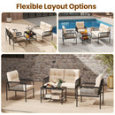 4 Pieces Patio Furniture Set PE Rattan Sofa Chairs with Loveseat-Beige by LJGDeals