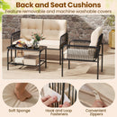 4 Pieces Patio Furniture Set PE Rattan Sofa Chairs with Loveseat-Beige by LJGDeals