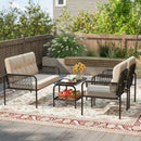 4 Pieces Patio Furniture Set PE Rattan Sofa Chairs with Loveseat-Beige by LJGDeals