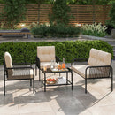 4 Pieces Patio Furniture Set PE Rattan Sofa Chairs with Loveseat-Beige by LJGDeals