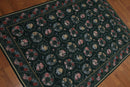 4'x6' Hand Woven French Aubusson Needlepoint wool Oriental area rug Green