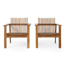 Outdoor Acacia Wood Slatted Club Chairs, Set of 2, Teak Finish by HouseOfZazla
