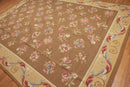 9' x 12' Hand woven Wool French Aubusson Needlepoint Area rug Brown