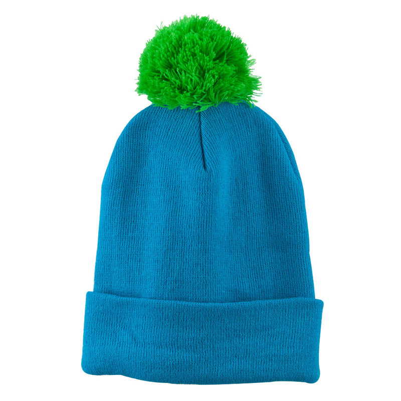 Neon Two Tone Pom Cuff Beanie
