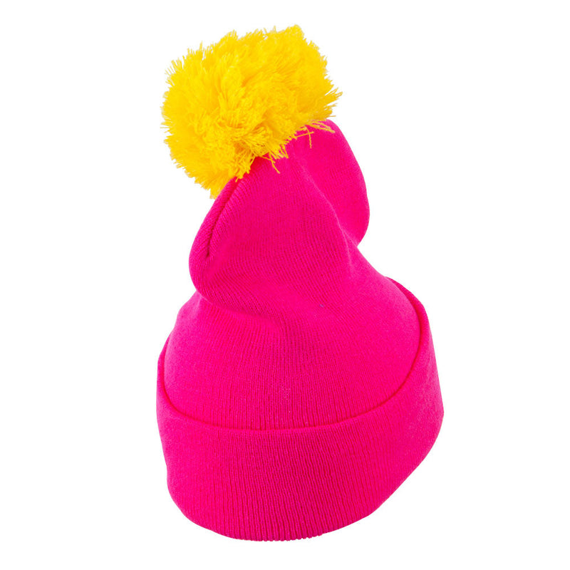 Neon Two Tone Pom Cuff Beanie