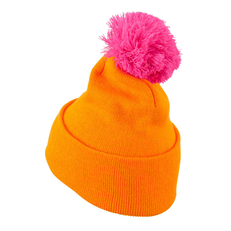 Neon Two Tone Pom Cuff Beanie
