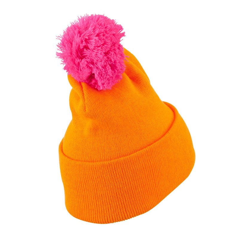 Neon Two Tone Pom Cuff Beanie