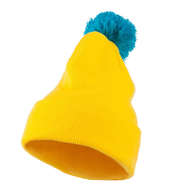Neon Two Tone Pom Cuff Beanie
