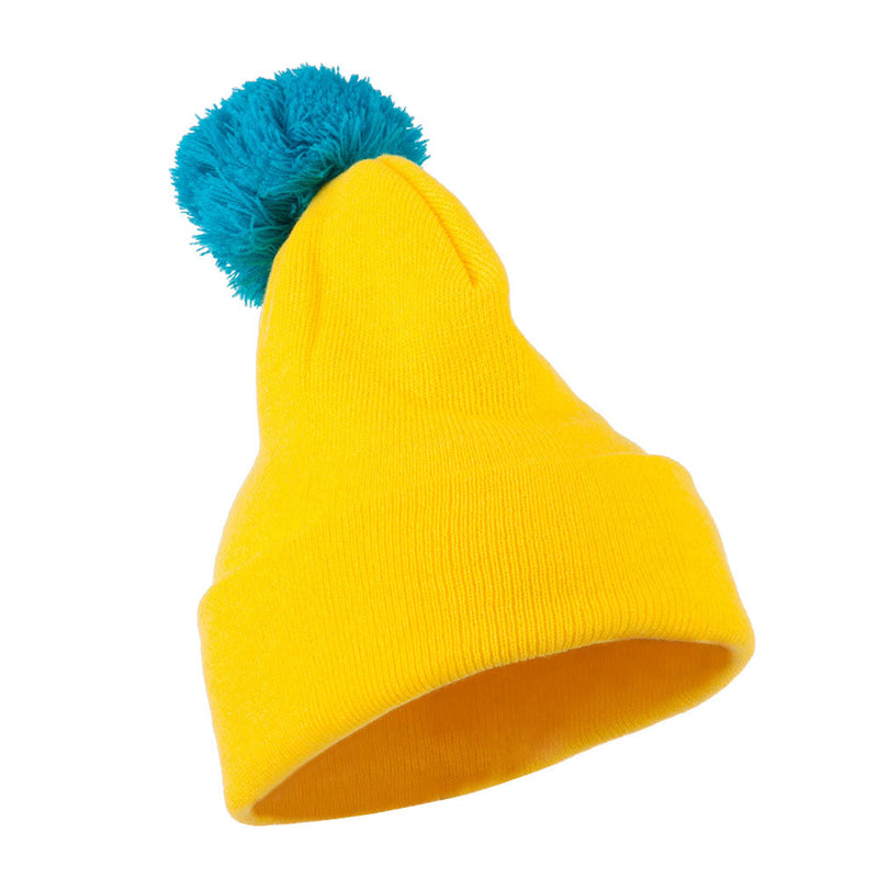 Neon Two Tone Pom Cuff Beanie