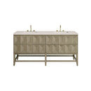 James Martin Emmeline 72" Double Bathroom Vanity, Pebble Oak