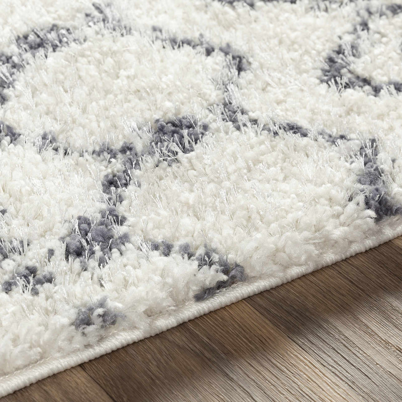 Navassa White/Gray Trellis Plush Rug