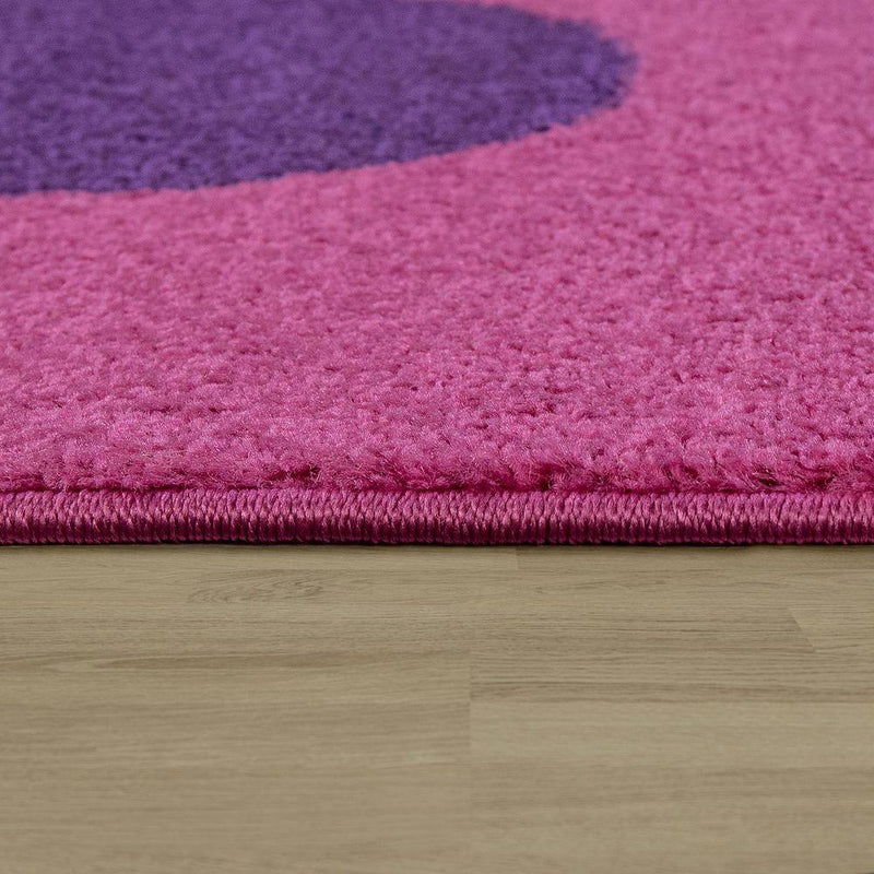 Nursery Rug for Girls Pink with white Flowers