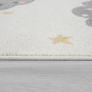 Nursery Rug For Kids, Elephant & Bear in Balloon in Cream