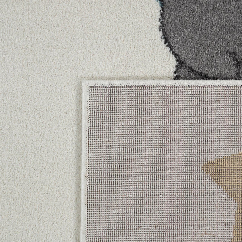 Nursery Rug For Kids, Elephant & Bear in Balloon in Cream