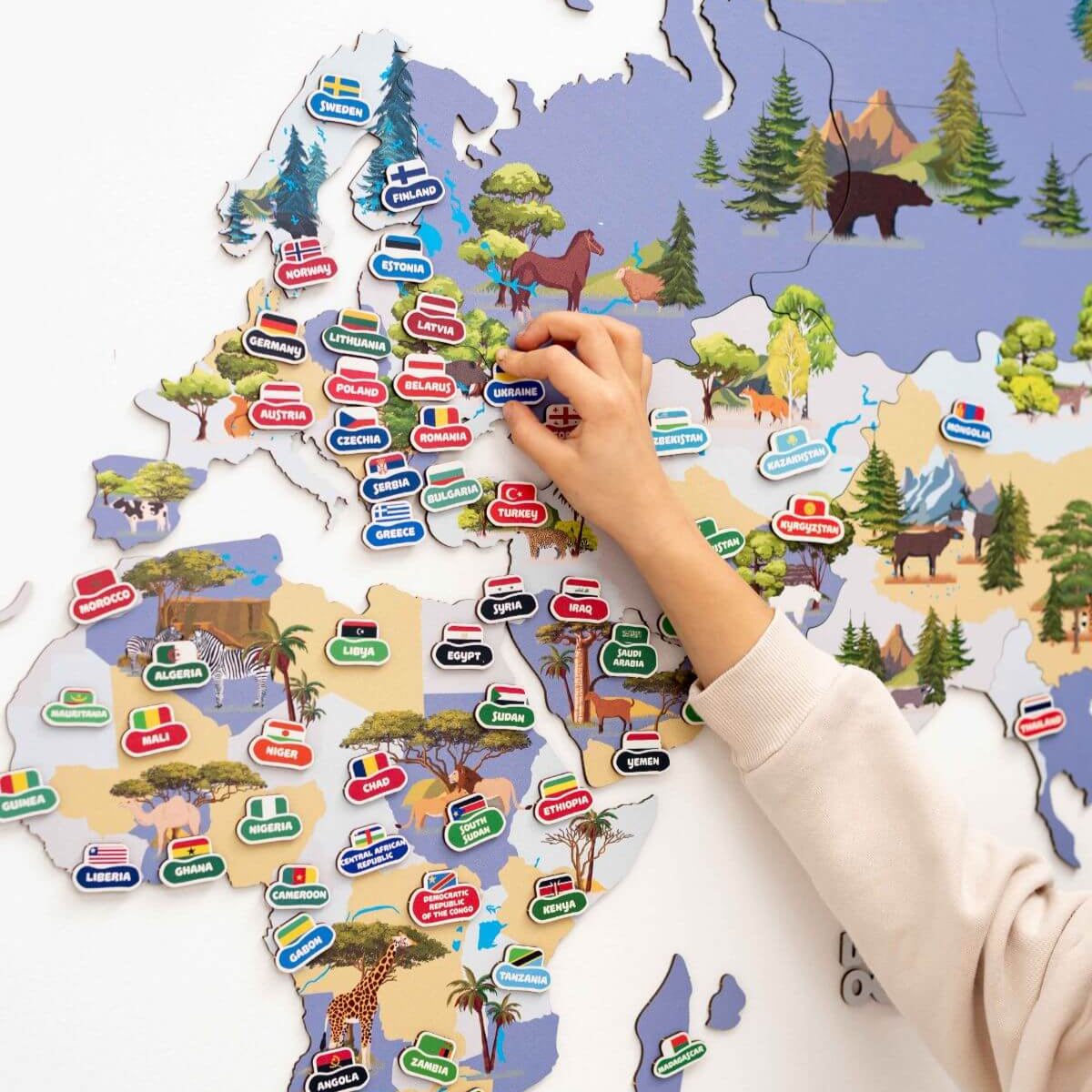 Nursery World Map Indigo, photo 2 of 13