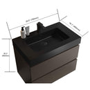 Nuvia 30-Inch Wall-Mounted Bathroom Vanity With Black Sink And Drawers (SAK76251)