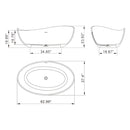 Nuvia 63-Inch Modern Freestanding Single-Piece Matte Black Finish Stone Resin Bathtub (SAK69041) by SAKSBY WHOLESALE