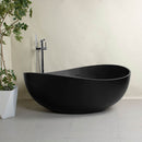 Nuvia 63-Inch Modern Freestanding Single-Piece Matte Black Finish Stone Resin Bathtub (SAK69041) by SAKSBY WHOLESALE