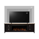 Nuvia 83-Inch Bourbon Black TV Stand With Fireplace And Glass Windowpane Doors (SAK40281)