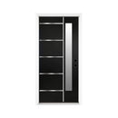 [36X80-Inch] Nuvia Black Modern Left Inswing Fiberglass Front Door With Frosted Glass [4-9/16 Frame] (SAK96731)