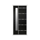 [36X80-Inch] Nuvia Modern Frosted Glass Black Fiberglass Front Door With Right Inswing (SAK10584)
