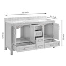 Nuvia Premium 60-Inch Freestanding Double Sink Bathroom Vanity With Carrara Marble Top (SAK51829) by SAKSBY WHOLESALE