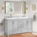Nuvia Premium 60-Inch Freestanding Double Sink Bathroom Vanity With Carrara Marble Top (SAK51829) by SAKSBY WHOLESALE