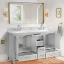 Nuvia Premium 60-Inch Freestanding Double Sink Bathroom Vanity With Carrara Marble Top (SAK51829) by SAKSBY WHOLESALE
