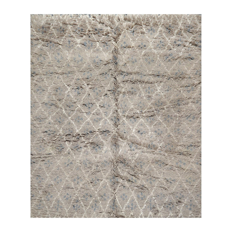 8’2" x 10’4" Hand Knotted 100% Wool Plus Pile Moroccan Area Rug Gray