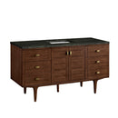 James Martin Amberly 60" Dual Mount Single Bathroom Vanity, Mid-Century Walnut