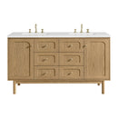 James Martin Laurent 60" Dual Mount Double Bathroom Vanity, Light Natural Oak