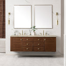 James Martin Amberly 72" Dual Mount Double Bathroom Vanity, Mid-Century Walnut