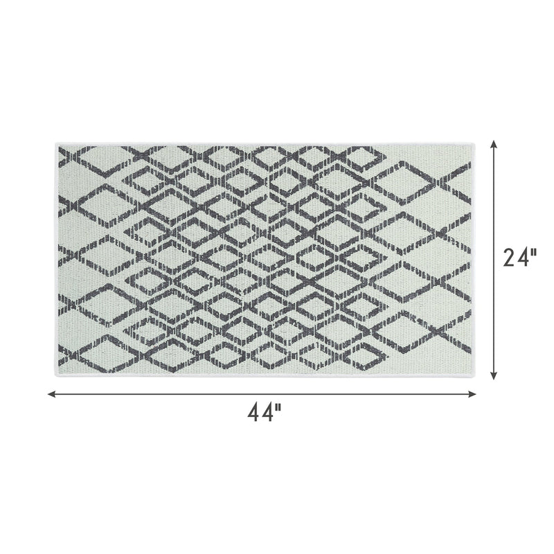 Geometric Diamond Design Multipurpose Floor Mat | 24"x44" | Ivory