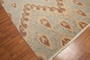 8' x 10' Hand Knotted Ikat Design 100% Wool Pile Area Rug Tan