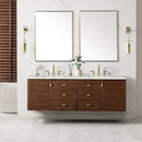 James Martin Amberly 72" Dual Mount Double Bathroom Vanity, Mid-Century Walnut