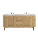 James Martin Laurent 72" Dual Mount Double Bathroom Vanity, Light Natural Oak
