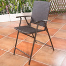 Set of 4 Folding Rattan Bar Chairs with Footrests and Armrests for Outdoors and Indoors by LJGDeals