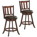 2 Pieces 360 Degree Swivel Wooden Counter Height Bar Stool Set with Cushioned Seat by LJGDeals
