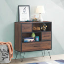 3-Tier Wood Storage Cabinet with Drawers and 4 Metal Legs by LJGDeals
