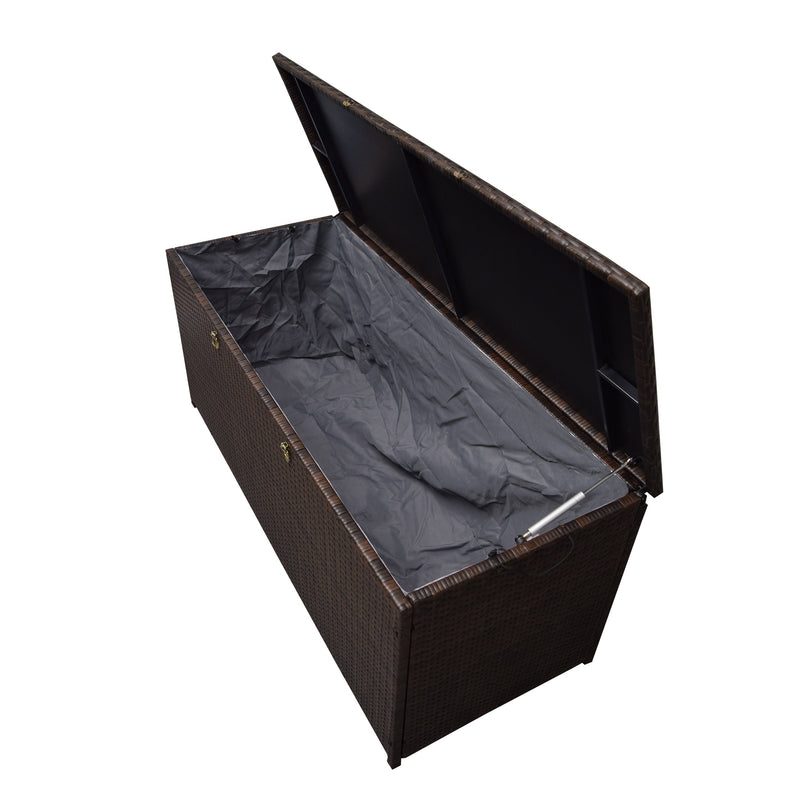 Brown Wicker Patio Deck Box with 113 Gallon Storage and Metal Frame, photo 6 of 8