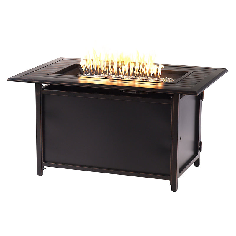 Aluminum 46-in Rectangular Propane Fire Table, Beads, Covers and Lid