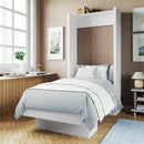 Easy-Lift Twin Murphy Wall Bed in White with Shelf