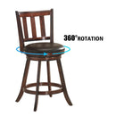 2 Pieces 360 Degree Swivel Wooden Counter Height Bar Stool Set with Cushioned Seat by LJGDeals