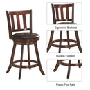 2 Pieces 360 Degree Swivel Wooden Counter Height Bar Stool Set with Cushioned Seat by LJGDeals