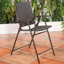 Set of 4 Folding Rattan Bar Chairs with Footrests and Armrests for Outdoors and Indoors by LJGDeals