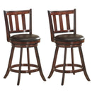 2 Pieces 360 Degree Swivel Wooden Counter Height Bar Stool Set with Cushioned Seat by LJGDeals
