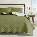 Floral Print & Scallopeded Edge Cotton Quilt Set - Illiana Collection by Great Bay Home