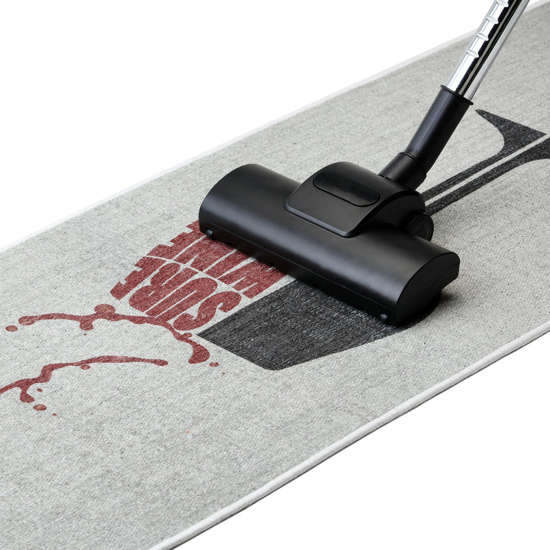 SussexHome Non Skid Washable Wine Bar Decorative Floor Rug 20" x 59" | Gray&Black